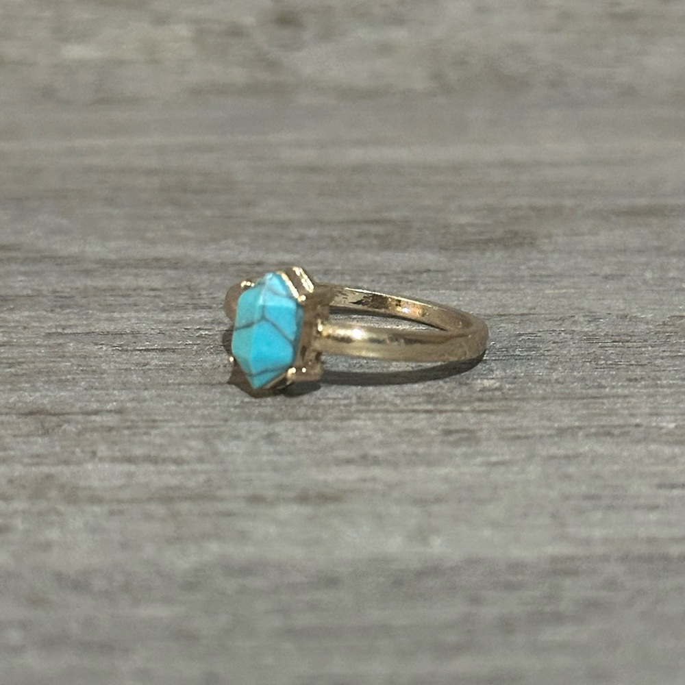 Pair of Gold Rings with Turquoise Stones